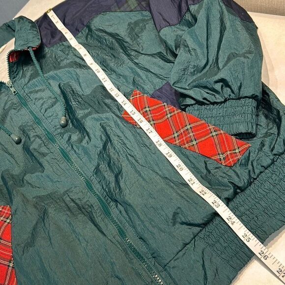 Vtg London Fog Windbreaker Jacket Sz Large Red Blue Plaid Patterns 80s 90s Track - Picture 10 of 11